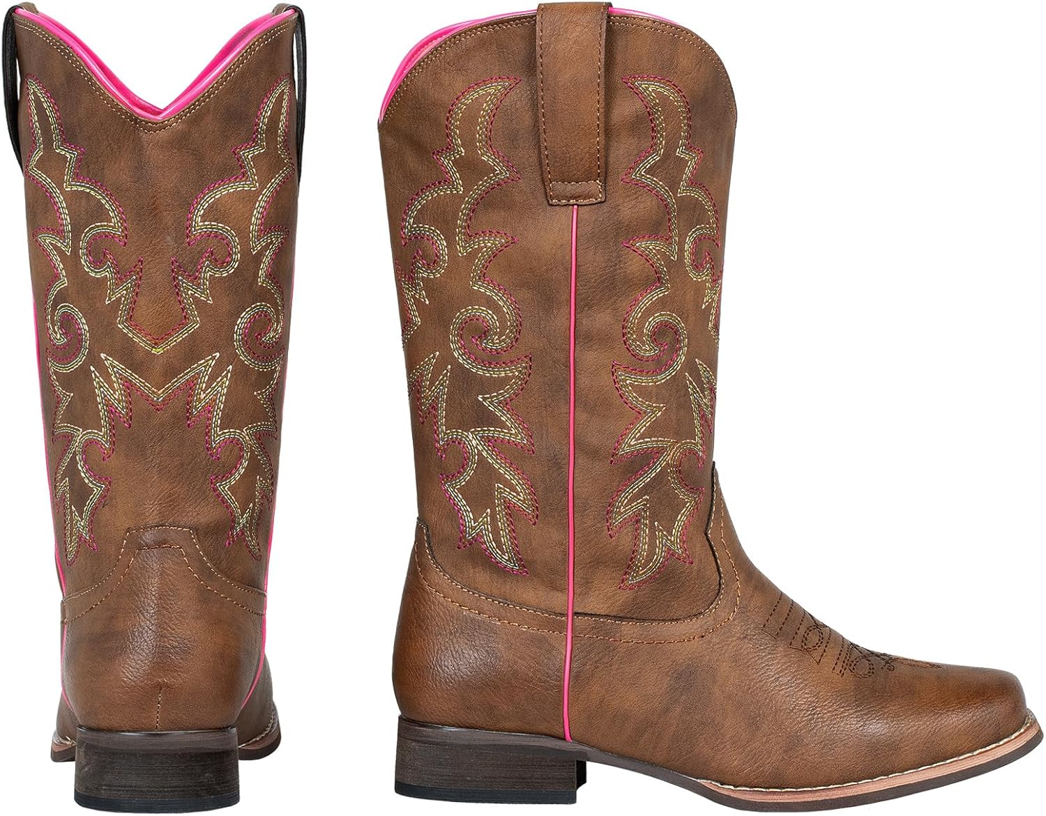 SheSole Cowboy Boots for Women Square Toe Cowgirl Boots Wide Calf Western Boots Brown Size 9 - Image 7