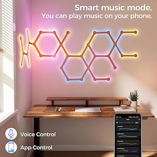 Miniatura 2 de EUREKA ERGONOMIC Luces LED RGB, paneles de pared de luz LED, luces de pared LED inteligentes Wi-Fi con sincronización de música, control inteligente