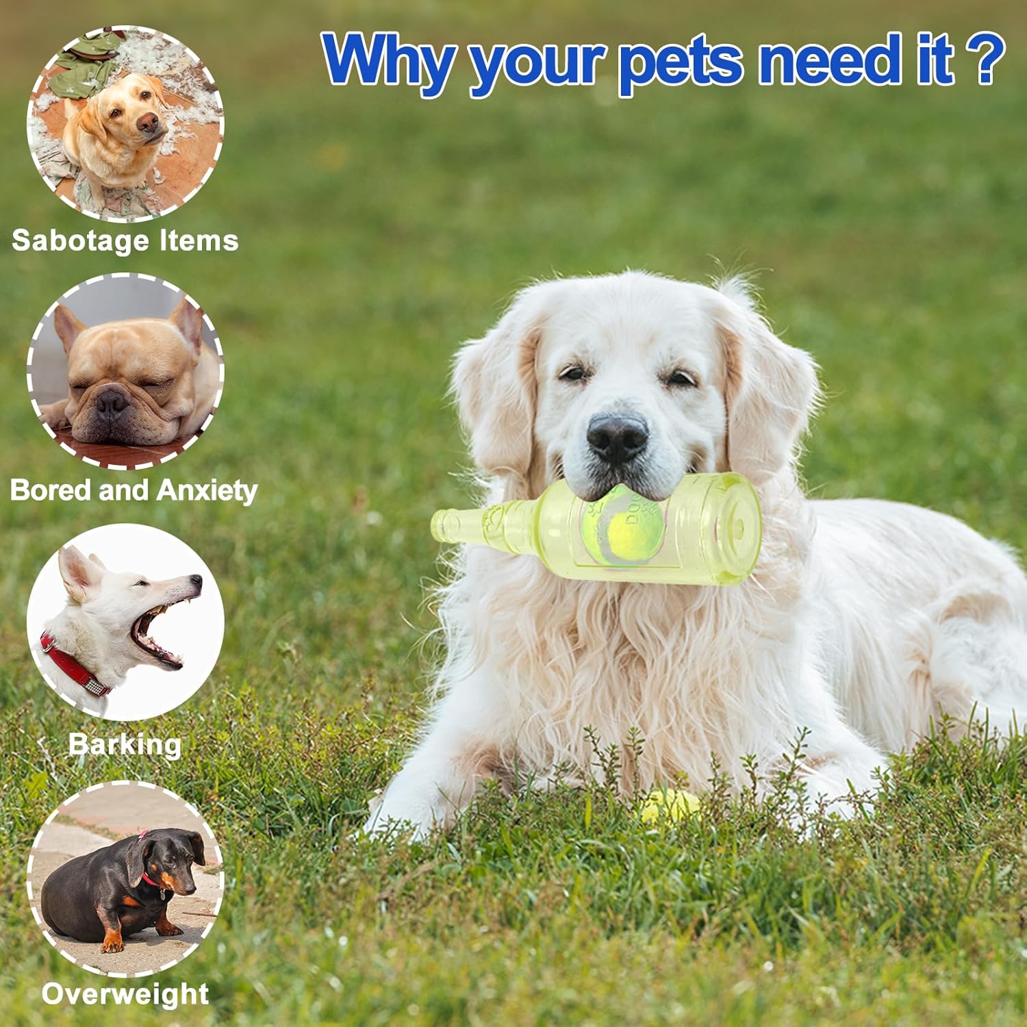 QTLJJBY ボトル入りボール きしむ犬のおもちゃ、インタラクティブなビールボトル テニスボール付き 犬用おもちゃ