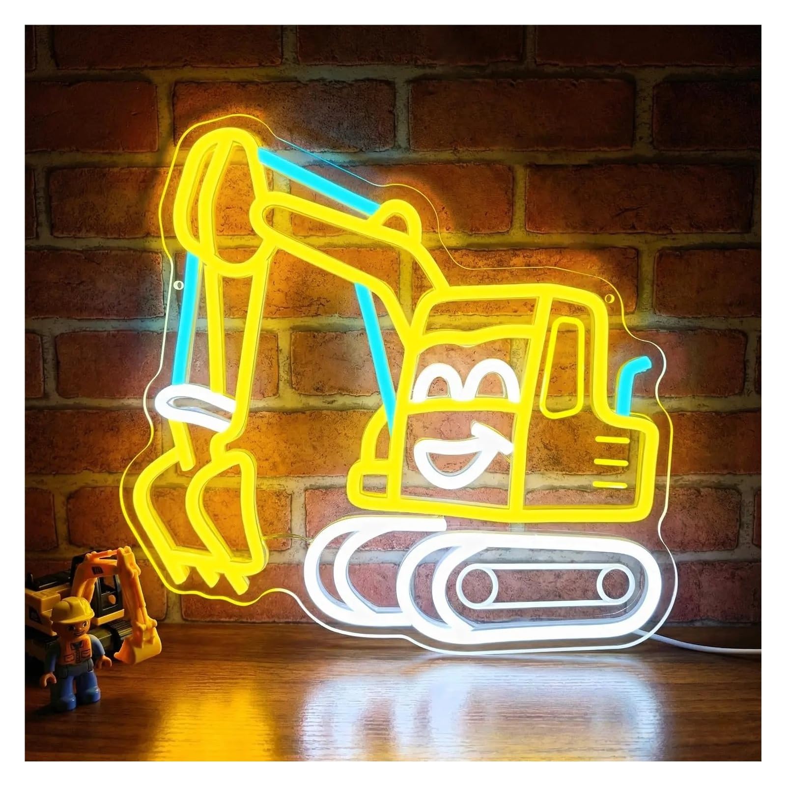 LEMST Sign Lamp Excavator Neon Sign LED Dimmable Construction-Themed Art Decor Designed for Boys' Bedrooms and Kids' Spaces 39X37cm/15.35×14.57in