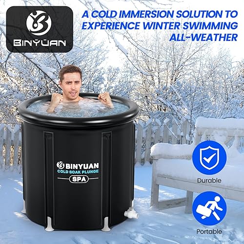 Miniatura 2 de BINYUAN Bañera de hielo XL para atletas con cubierta de 99 galones para recuperación, baño de hielo portátil de múltiples capas, adecuada para