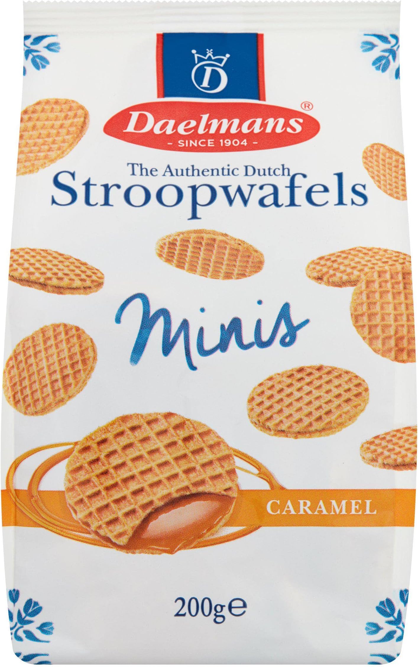 Daelmans Mini Stroopwafels | Dutch Sandwich Biscuit Waffles with a Sweet Caramel Filling | 200g x 4 Packs