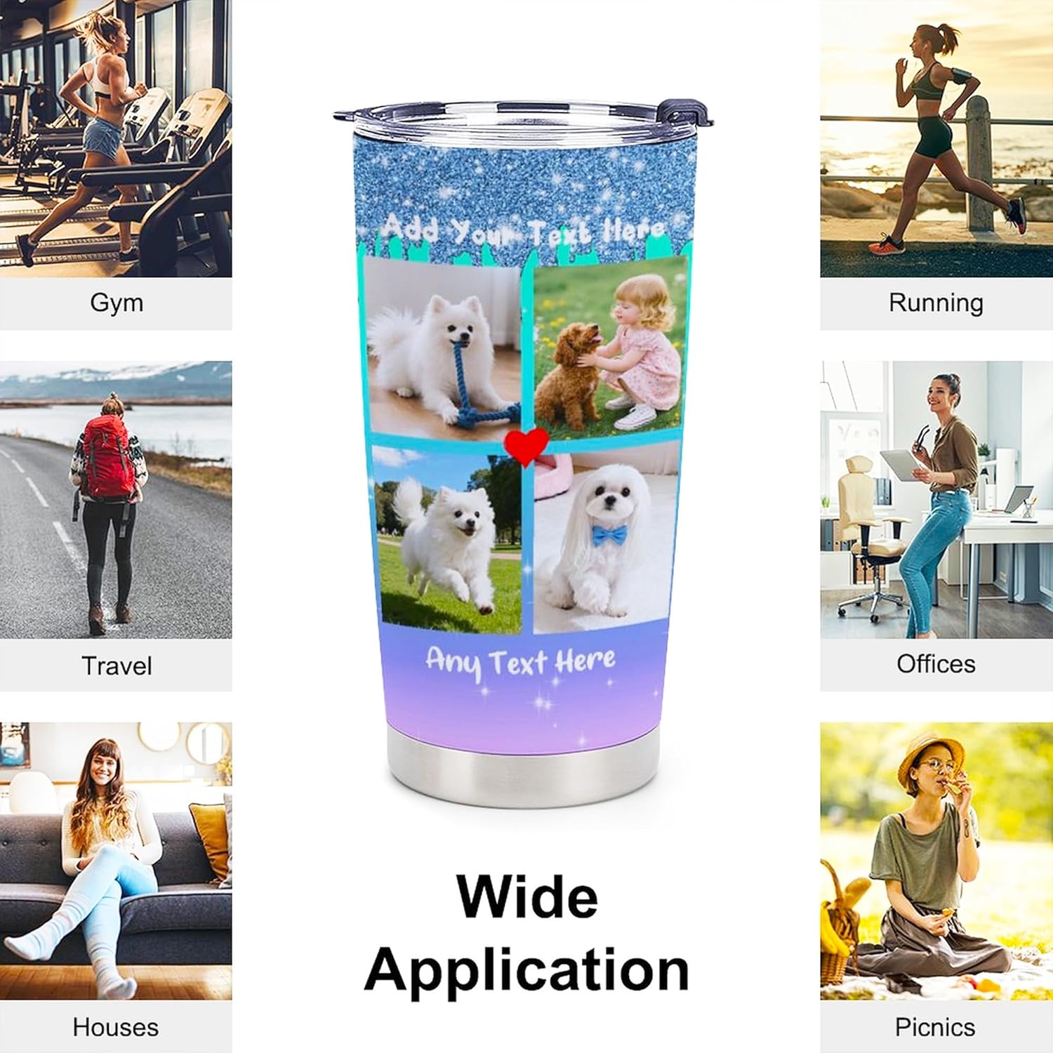 Personalized Tumbler Custom Vacuum Insulated Travel Mug Customizable Coffee Cup with Your Photos and Text Christmas Birthday Gift (4 Photos+Text) - Image 8