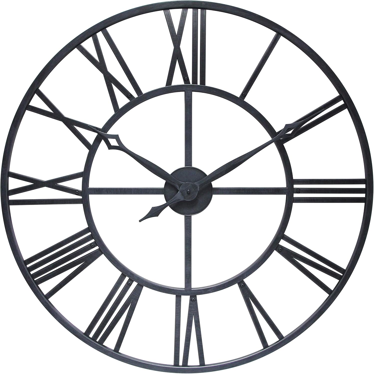 Infinity Instruments LTD. Antique Tower 30 inch Large Roman Numeral Wall Clock Indoor/Outdoor Patio Waterproof Oversized Decorative Contemporary Clock, 30-inch Diameter Roman Numerals (Antique Black)