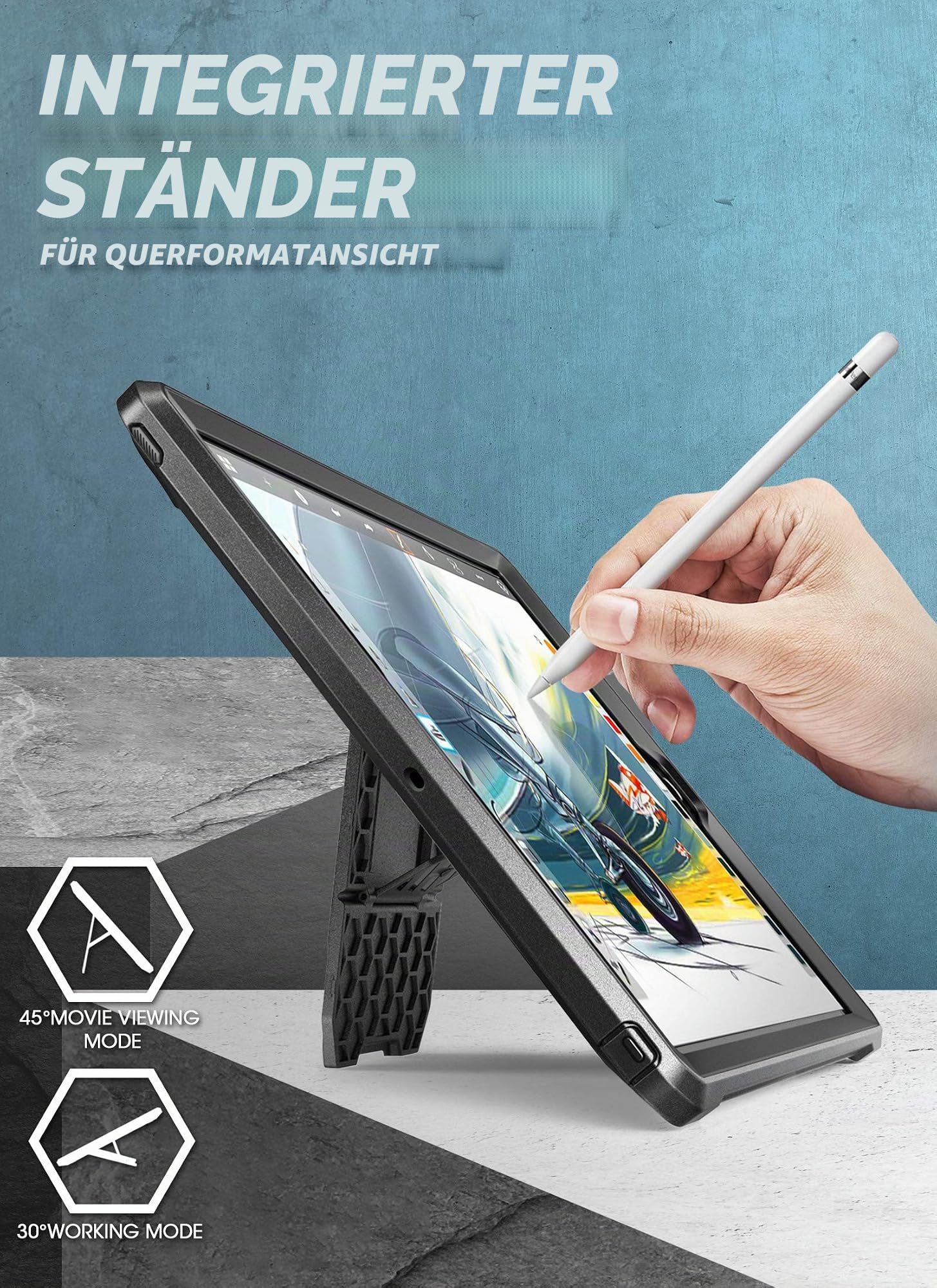 SUPCASE Hülle für iPad 9th/8th/7th 2021/2020/2019 iPad 10.2'' Case Bumper Schutzhülle 360 Grad Cover [Unicorn Beetle Pro] mit Displayschutz, Schwarz
