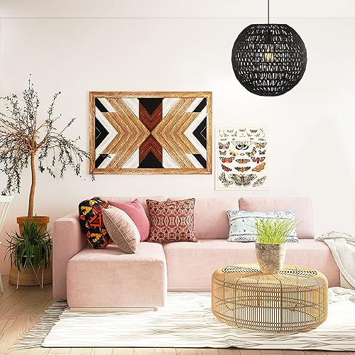 Miniatura 10 de JONATHAN Y JYL6503D Luna 15.75 pulgadas 1 luz bohemio moderno tejido de ratánhierro LED colgante estilo casa de campo costero ajustable comedor sala