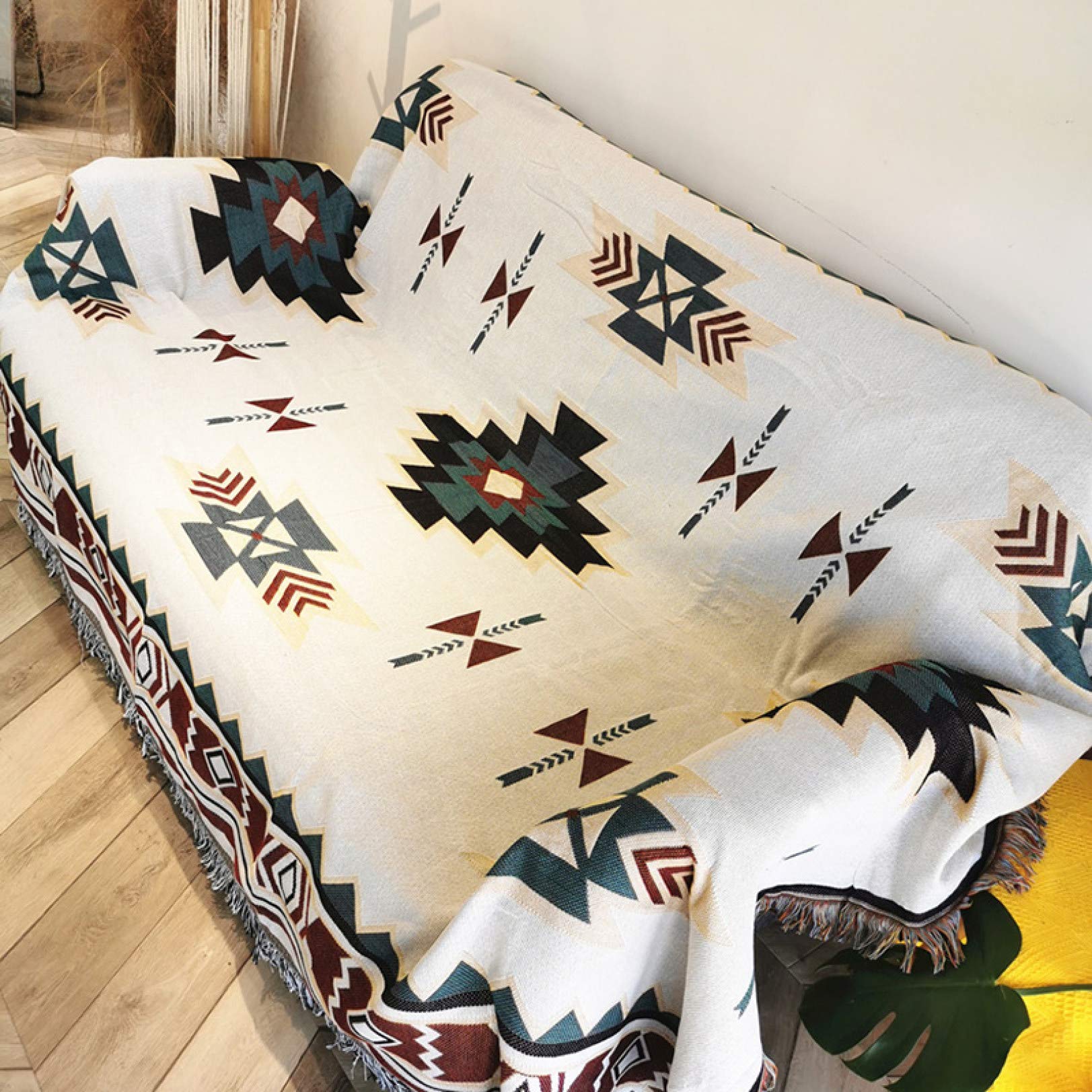 Amazon｜マルチカバー 北欧 柄 両面使える フリンジ 綿製品の