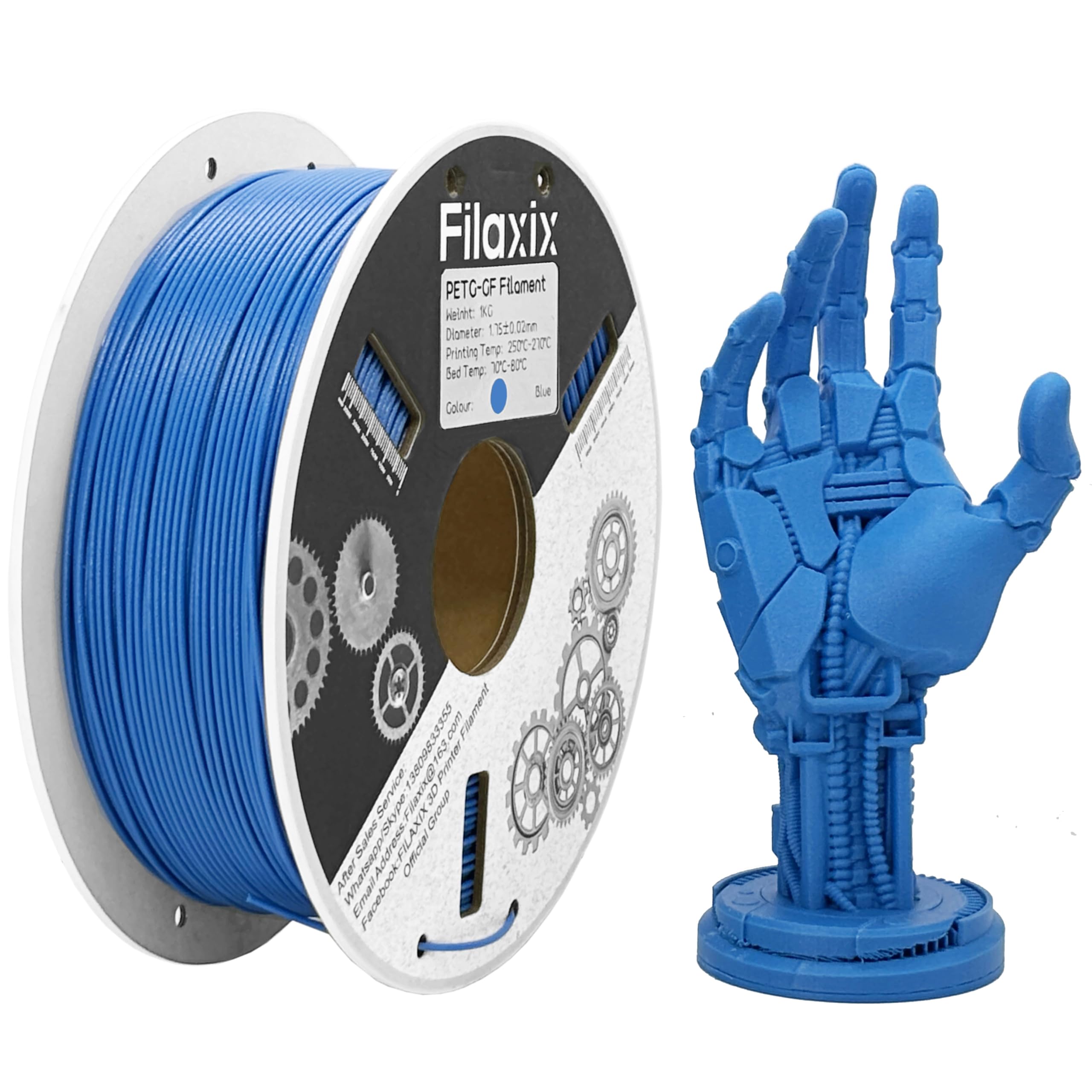 Glasfaser PETG Filament 1,75mm,Hohe Steifigkeit & Festigkeit,Ausgezeichnete Dimensionsstabilität,Witterungsbeständig & Haltbarkeit,Kompatibel mit Bambus LAB,QIDI 3D-Drucker,1 KG,Blau