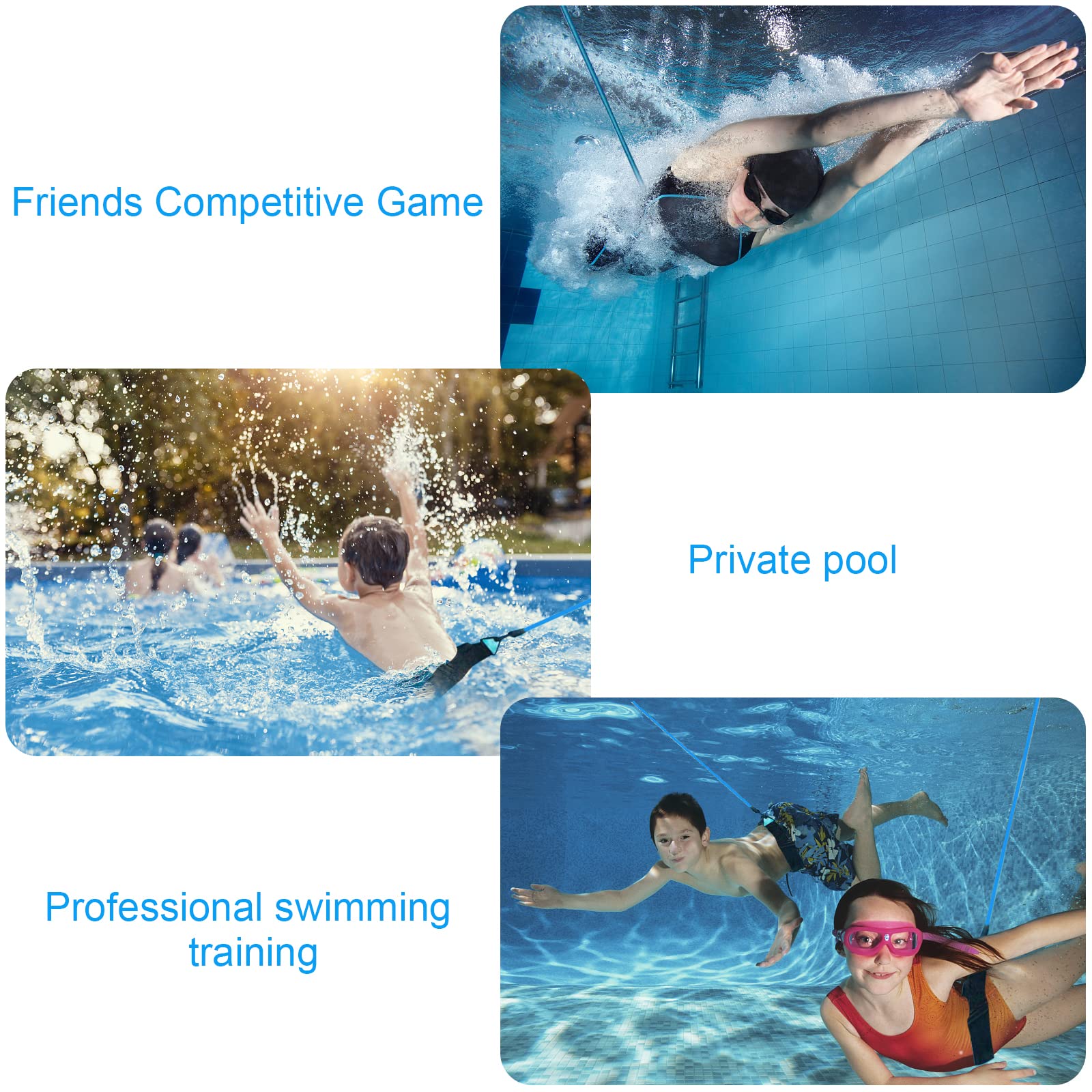 Schwimmgurt für Pool, Einstellbare Pool Schwimmgürtel Schwimmwiderstand Gürtel Schwimmtrainer, Widerstandstraining Schwimmtraining Bungee Schwimmgürtel für Jeden Pool Geeignet