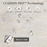 Vista 2 de Juego de muebles de patio, 4 piezas de muebles modernos de metal para exteriores, sofá de 3 plazas, 2 sillas mecedoras, mesa de centro y cojín extra