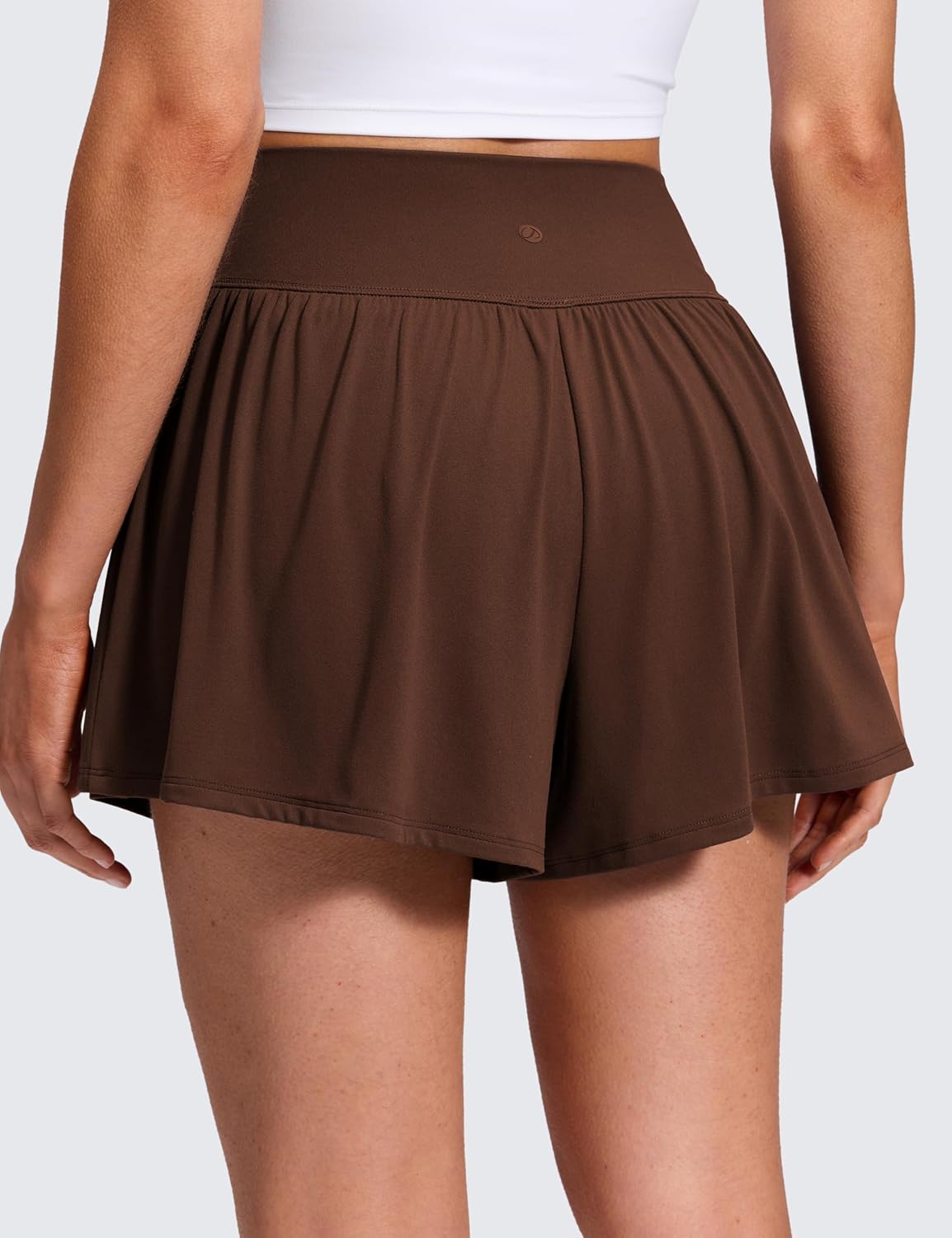 CRZ YOGA Softretch 2 in 1 Flowy Shorts for Women - High Waisted Causal Yoga Lounge Workout with Pockets
