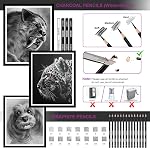 HIFORNY 28 PCS Dessin Dessin Crayon Set,Crayon de porte-crayon fournitures d'art avec Graphite,Charbon, Outils de prêt,Accessoires, Kit de dessin pour adultes Artistes dans toile Roll Up Case