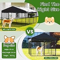 Vista 3 de Gran recinto para perros al aire libre, jaula resistente con techo, valla de acero galvanizado para perros con doble cerradura de seguridad
