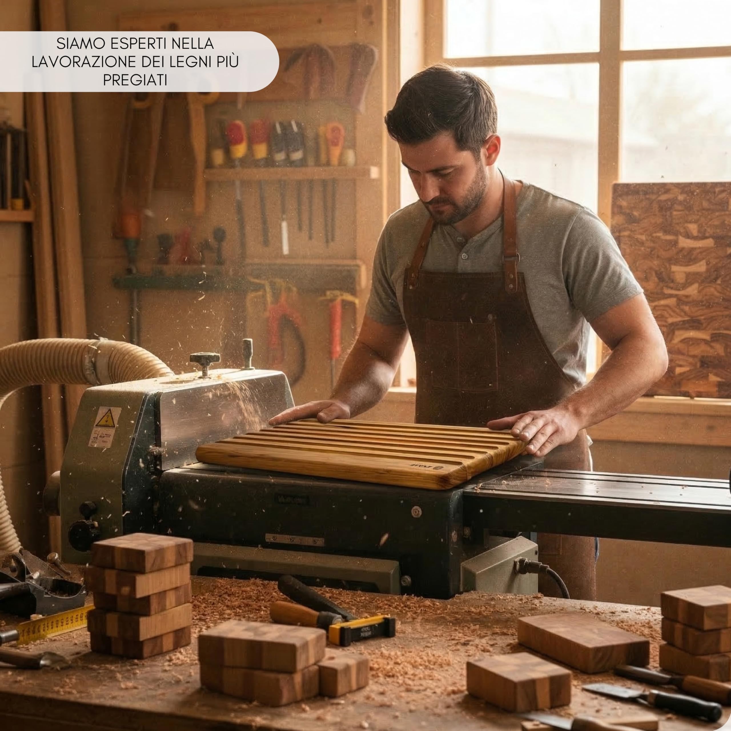 Erreke Tagliere da Cucina in Legno di Teak Naturale, 39x25x1,8 cm, Reversibile con Scanalature Aperte per Pane e Succhi, Tagliere Legno Cucina