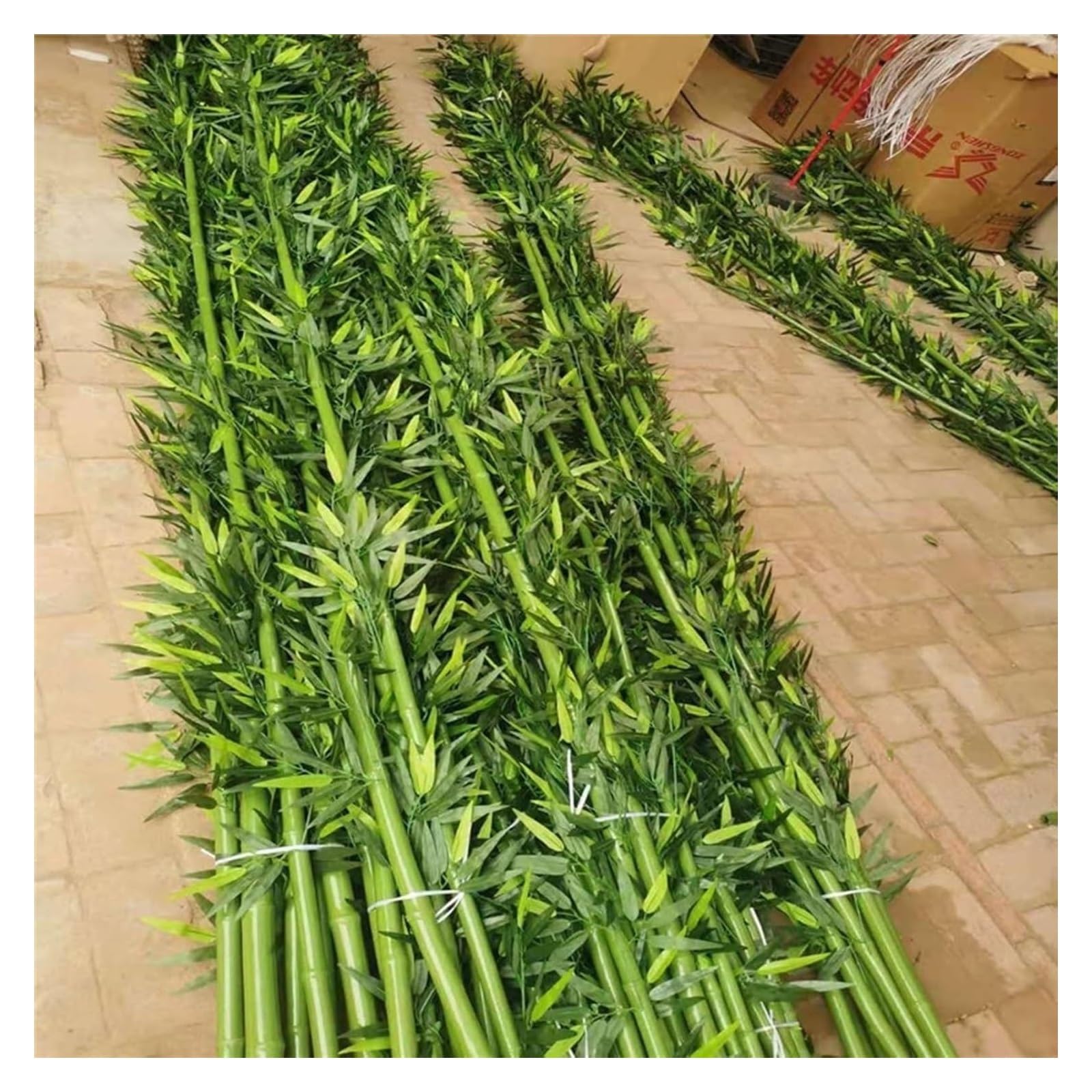 Separé da Esterno Pianta Finta di Albero di bambù Artificiale for Giardino Domestico, Schermata Privacy Parete Verde, Steli di bambù Finti con Foglie di plastica(35 Bamboo,1m/3.3ft Tall)