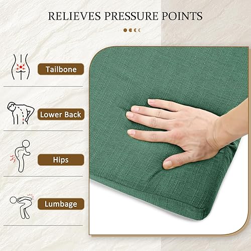 Miniatura 5 de LOVTEX Paquete de 4 cojines para sillas de comedor, almohadillas de espuma viscoelástica con lazos y respaldo antideslizante, cojín de asiento para