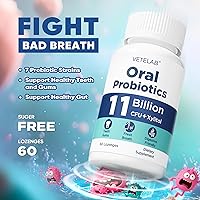 Vista 2 de Probióticos orales para el mal aliento bucal, 11 mil millones de UFC probióticos masticables para dientes y encías, boca seca, restauración