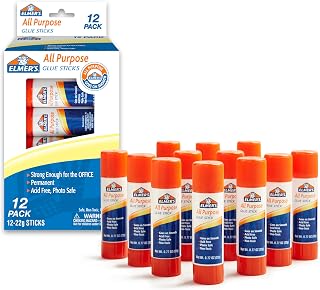 Elmer's All Purpose Glue Sticks, Washable & Non-Toxic, Clear, 22 Grams, 12 Count - Classroom, Household, Craft Projects, Poster, Vision Board, #1 Teacher Brand