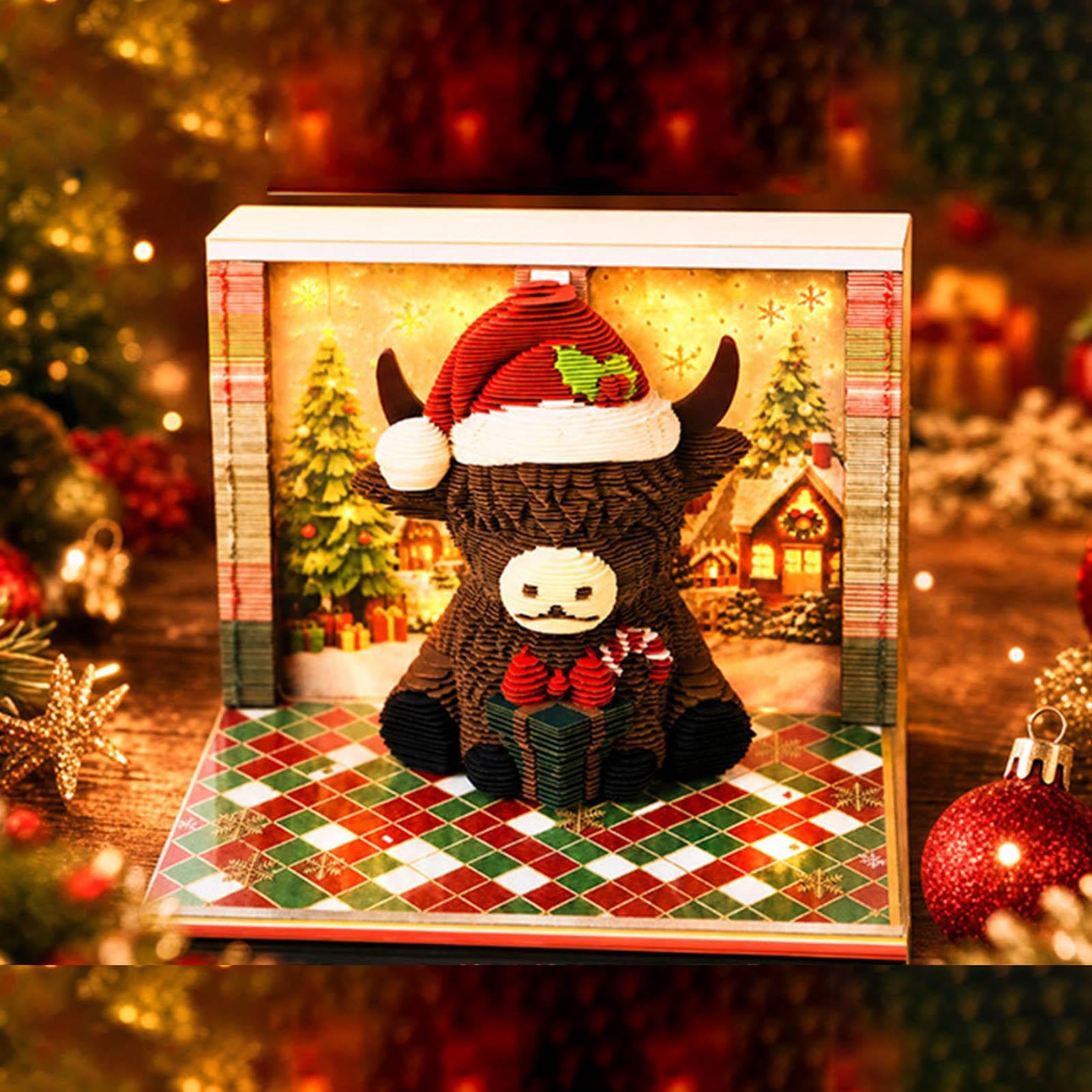 Calendrier 3D détachable de 250 feuilles de Noël en forme de vache