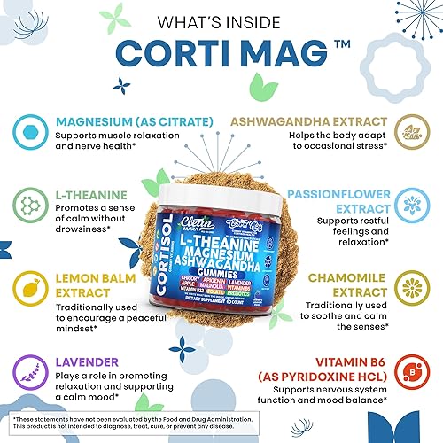 Miniatura 3 de Clean Nutra Cortisol Suplemento Gummies L-Teanina Magnesio Ashwagandha Apigenina Vitamina B6 Apoyo para el sueño y la calma Achicoria Lavanda