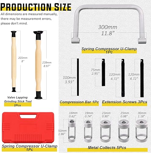 Miniatura 2 de Compresor de resorte de válvula, kit surtido de herramientas de abrazadera en C de compresión automática y juego de herramientas de rectificado de