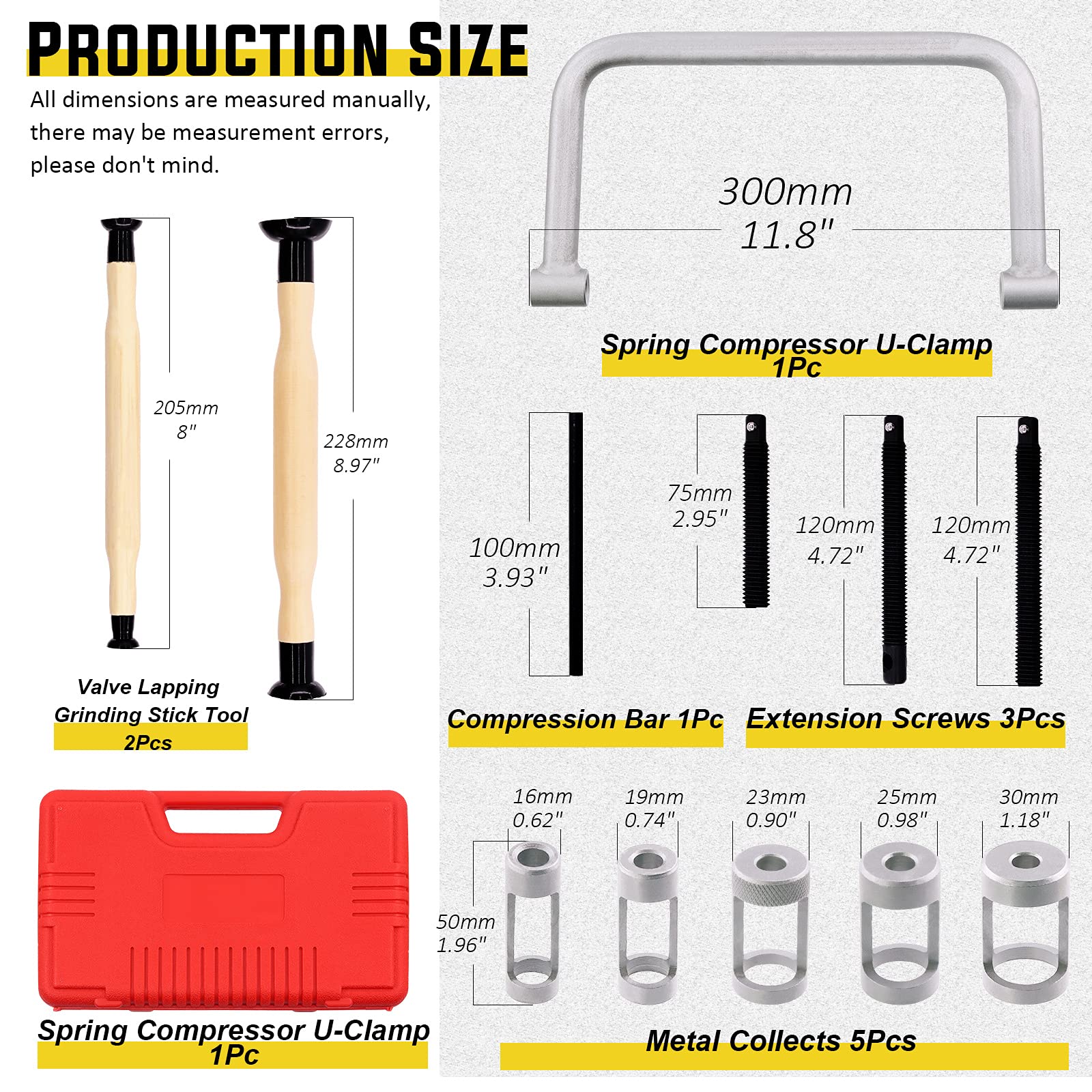 12 Pezzi compressore a Molla valvola, Kit di Utensili a Compressione Automatica con Morsetto a C e Kit di Utensili per la macinazione delle valvole