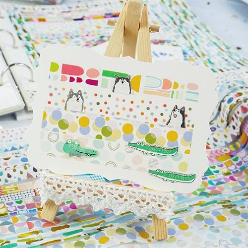 Miniatura 7 de YUBX Bonito juego de 12 rollos de cinta washi de papel de aluminio dorado para dibujo de dibujos animados, cintas decorativas para artes,