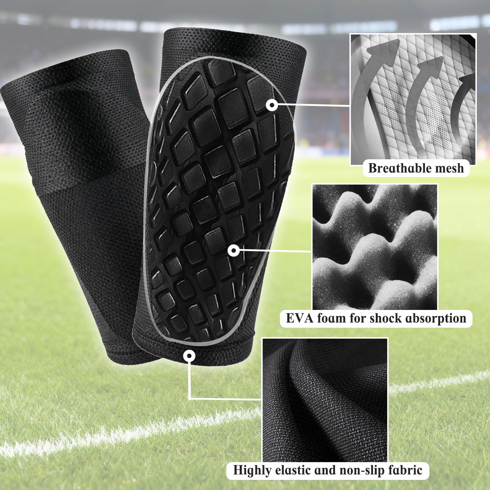 Zorplex Espinilleras de Fútbol con Calcetines Incorporados para Niños y Adultos