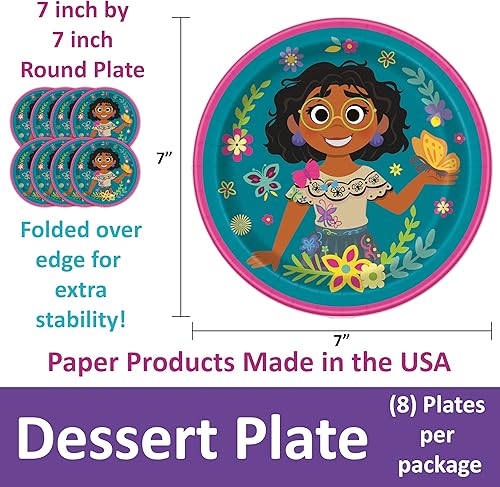 Miniatura 8 de Encanto - Suministros de fiesta de cumpleaños temáticos para niños, sirve 16, decoraciones y juego de vajilla con cubierta de mesa, platos,