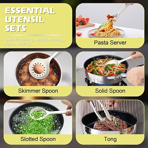 Miniatura 4 de Homikit Juego de utensilios de cocina, 15 piezas de utensilios de cocina de silicona, resistente al calor, juego de espátula con soporte para