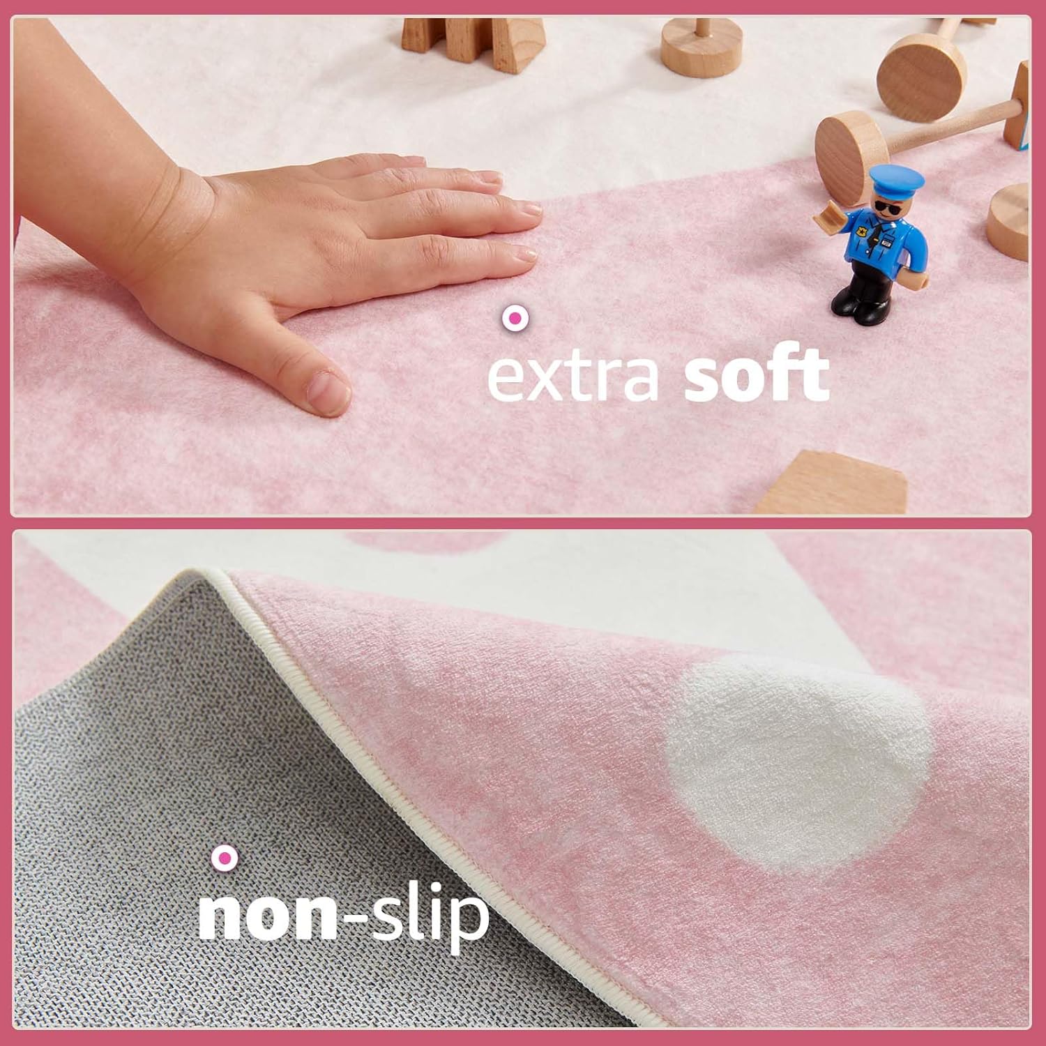 jinchan 5ft Round Rug Light Pink Washable Fun Cute Playroom Mat Non Slip Cheerful Circle Cool Rug Soft Cozy Low-Profile Playful Carousel Throw Carpet for Kids Gift Teens Dorm Entryway Bedroom
