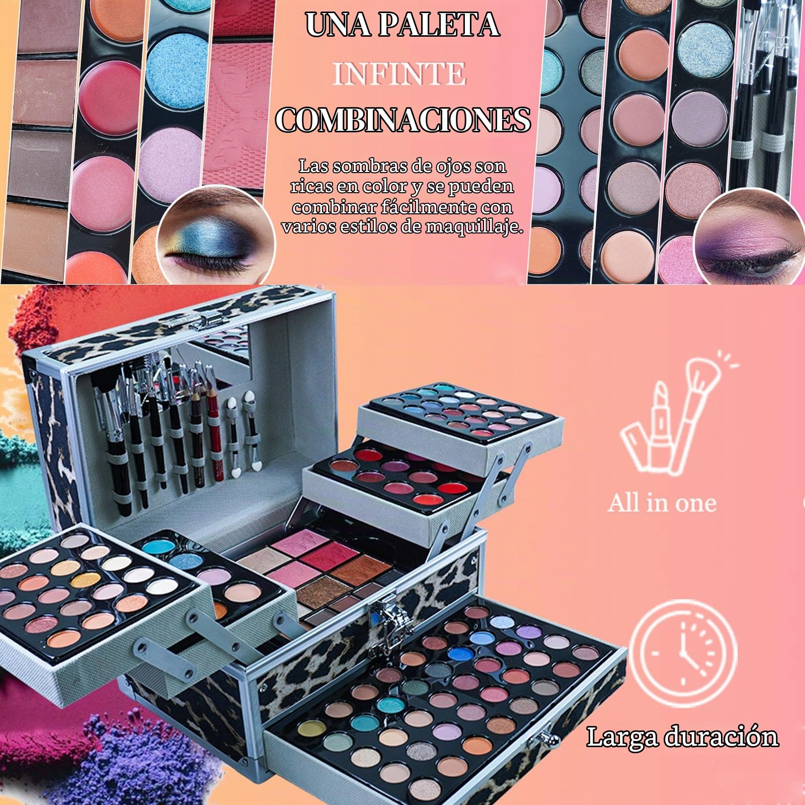 Juego de maquillaje, RoseFlower Todo en uno Maquillaje Set Kit Maquillaje Mujer para Principiantes o Profesionales, Incluye Sombra de Ojos, Brillo de Labios, Colorete, Delineador de Ojos...