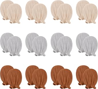 Pro Goleem Muslin Baby Mittens for Newborn, 100% Cotton No Scratch Soft Breathable Gloves for Boys and Girls 0-6 months