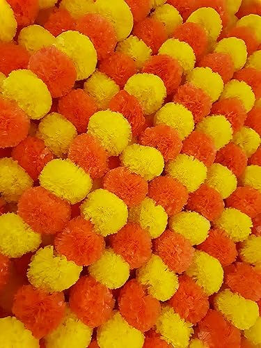 Miniatura 2 de D.Guirnalda de flores artificiales de caléndula naranja y amarilla de 5 pies para fiestas, bodas, Diwali Mehndi Pooja Festival y decoración