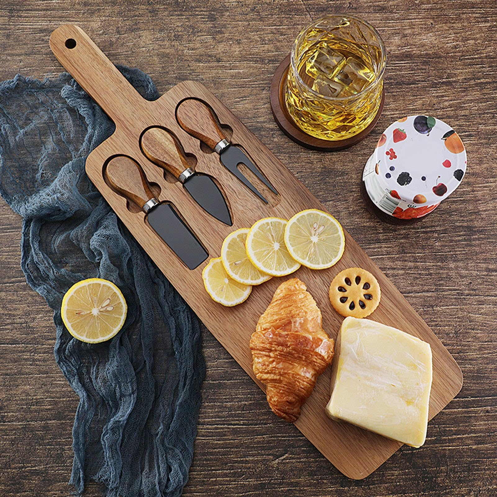 Juego de tablas de queso - tabla de embutidos de madera con asas - tabla de cortar para cocina, juego perfecto para fiestas y recepciones, juego de tablas de embutidos