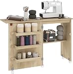 Table à coudre pliante HOMCOM, cabinet de machine à coudre roulant, table d'artisanat multifonctionnelle avec étagère de rangement, bacs et roues verrouillables pour petits espaces, gris vieilli