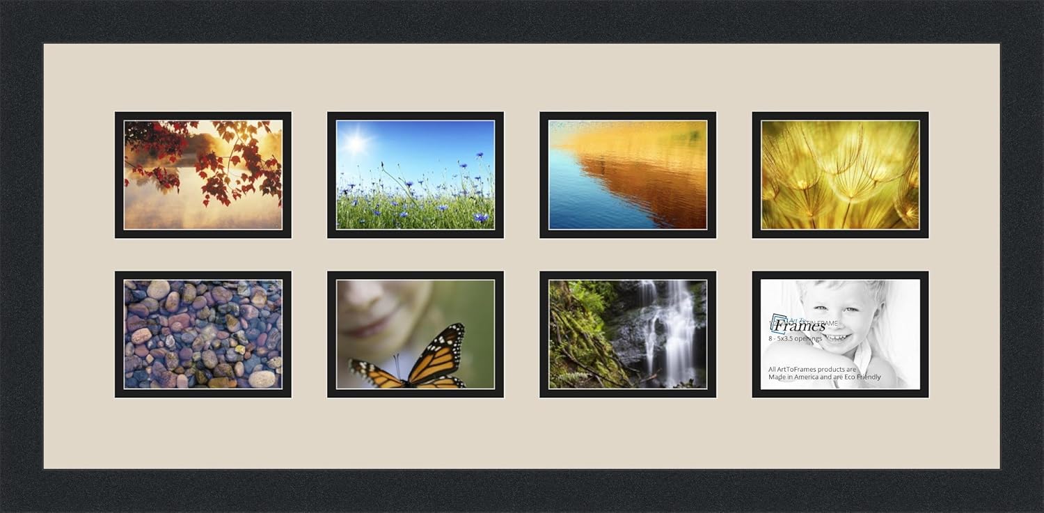 Art to Frames Double-Multimat-1040-844/89-FRBW26079 Collage Photo Frame Double Mat with 8 - 3.5x5 Openings and Satin Black Frame