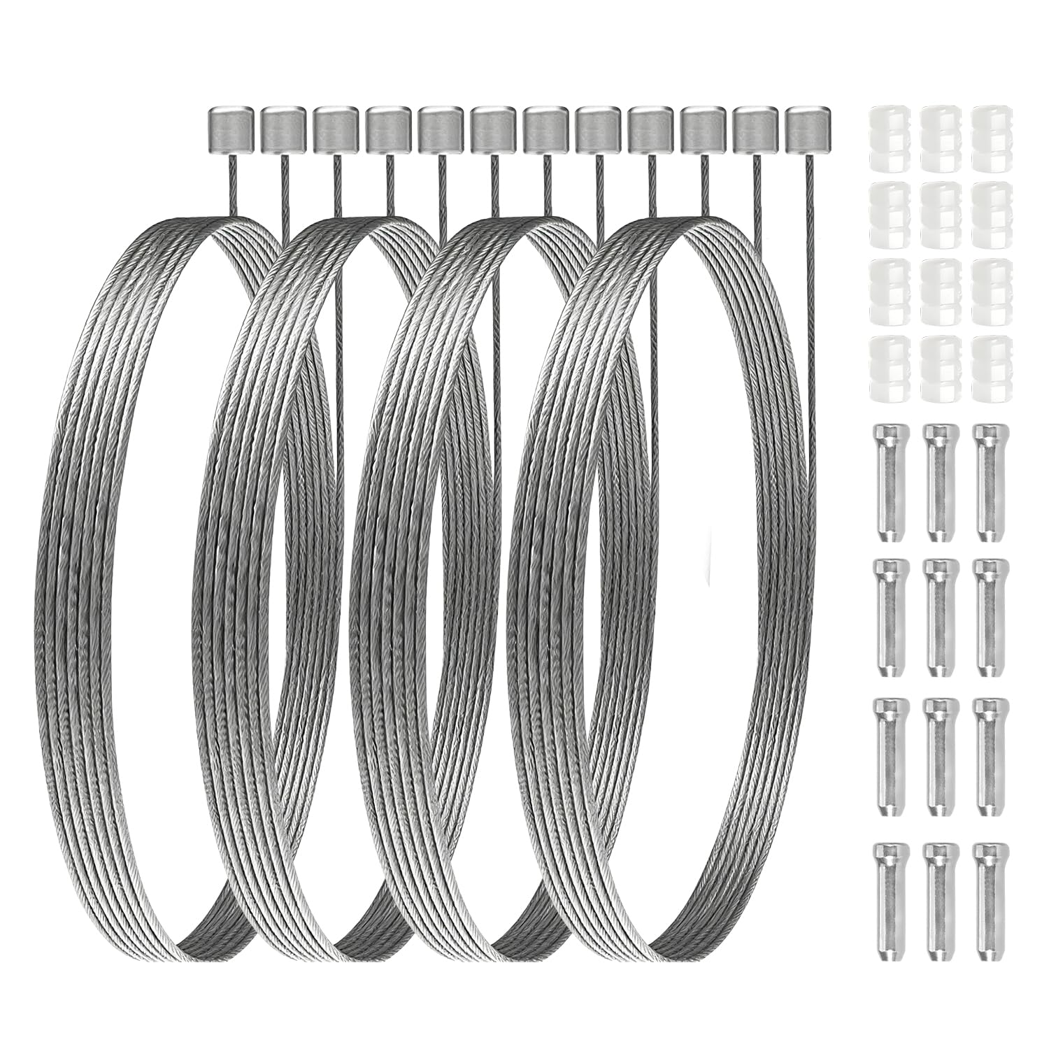 Verazquy 12 Pcs Universal Bike Shifter Gear Cables with End Caps End Ferrules - Bicycle Derailleur Shifter Cables Brake Line for Mountain Road Bike Repair