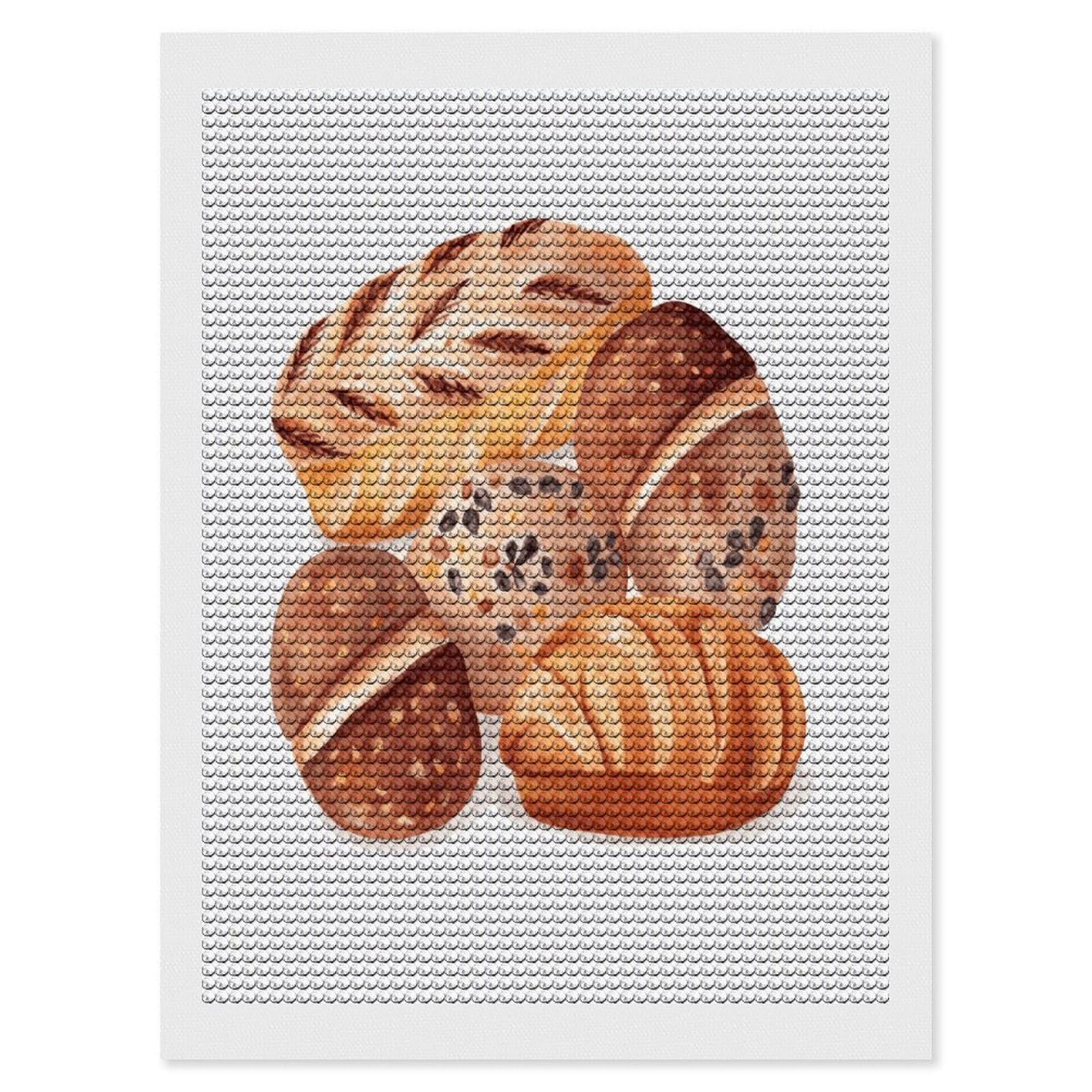 VstaDank Painted Bread Diamond Painting Kits Exquisite DIY Full Round Drill Diamond Dots Painting for Adults Beginner Diamond Photo Paint with Diamond Picture Art Wall Decor 12"x16"
