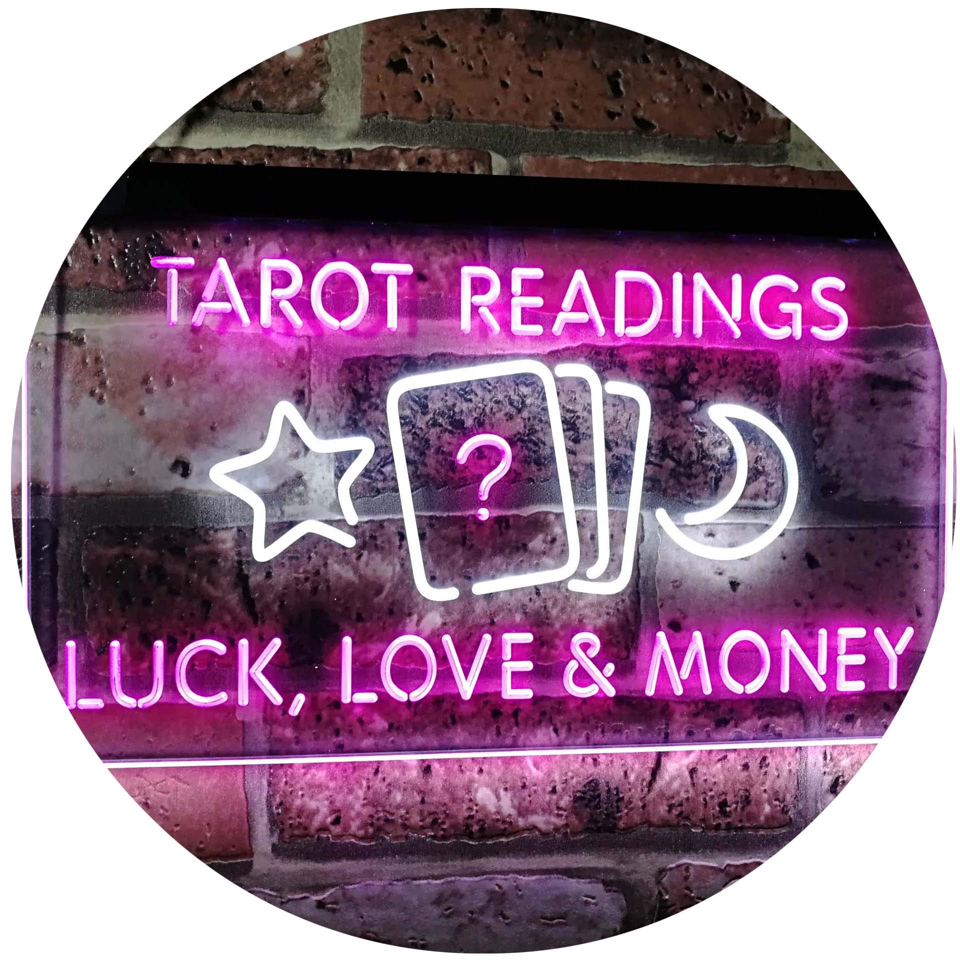 ADVPRO Tarot Readings Luck Love Money Dual Color LED Neon Sign White & Purple 400 x 300mm st6s43-i3121-wp
