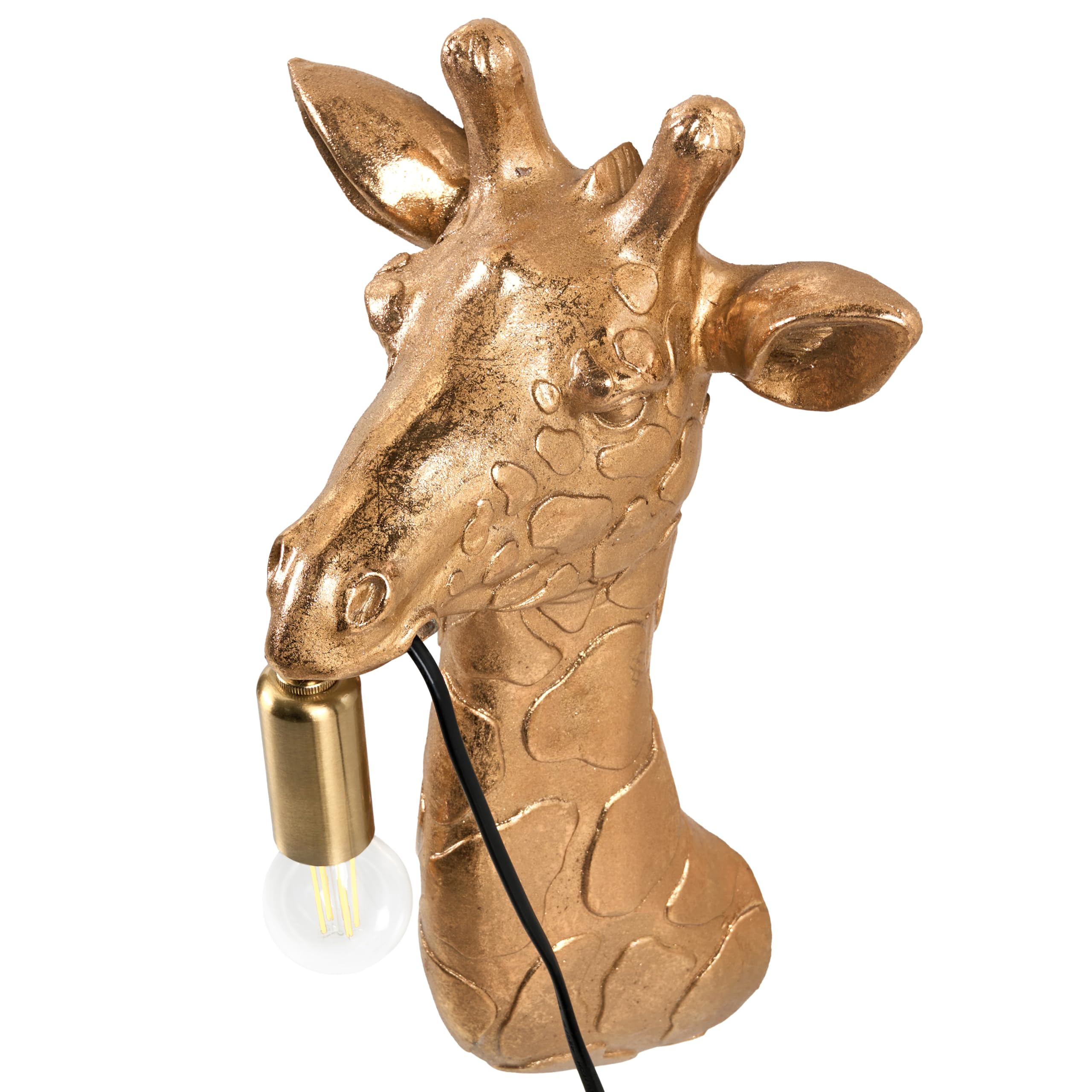 Beliani Wandleuchte Kunstharz gold Glühbirnen-Optik 1-flammig Tiermotiv Giraffe Merlin