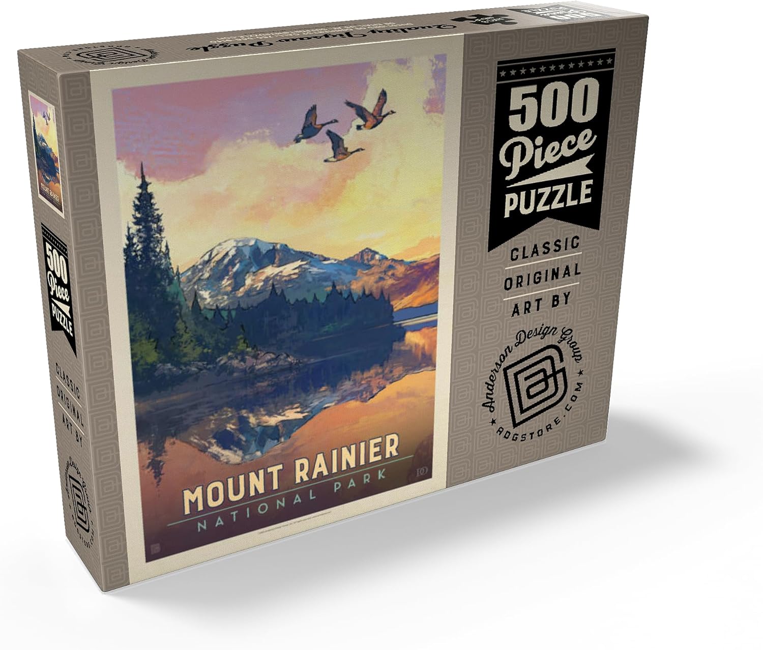 MyPuzzle Mount Rainier National Park: Daybreak, Vintage Poster - Premium 500 Piece Jigsaw Puzzle for Adults