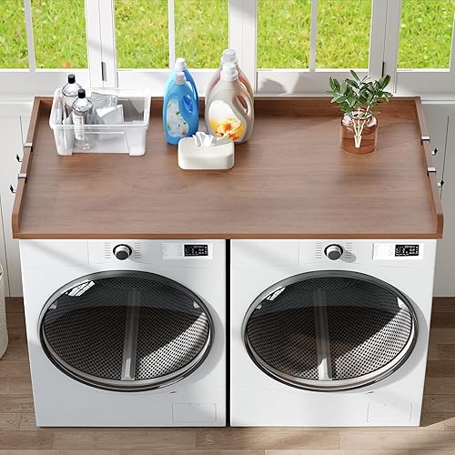 Miniatura 7 de HOOBRO Encimera de lavadora y secadora, encimera de madera para lavadora y secadora de 54 pulgadas de ancho x 27.6 pulgadas de profundidad para