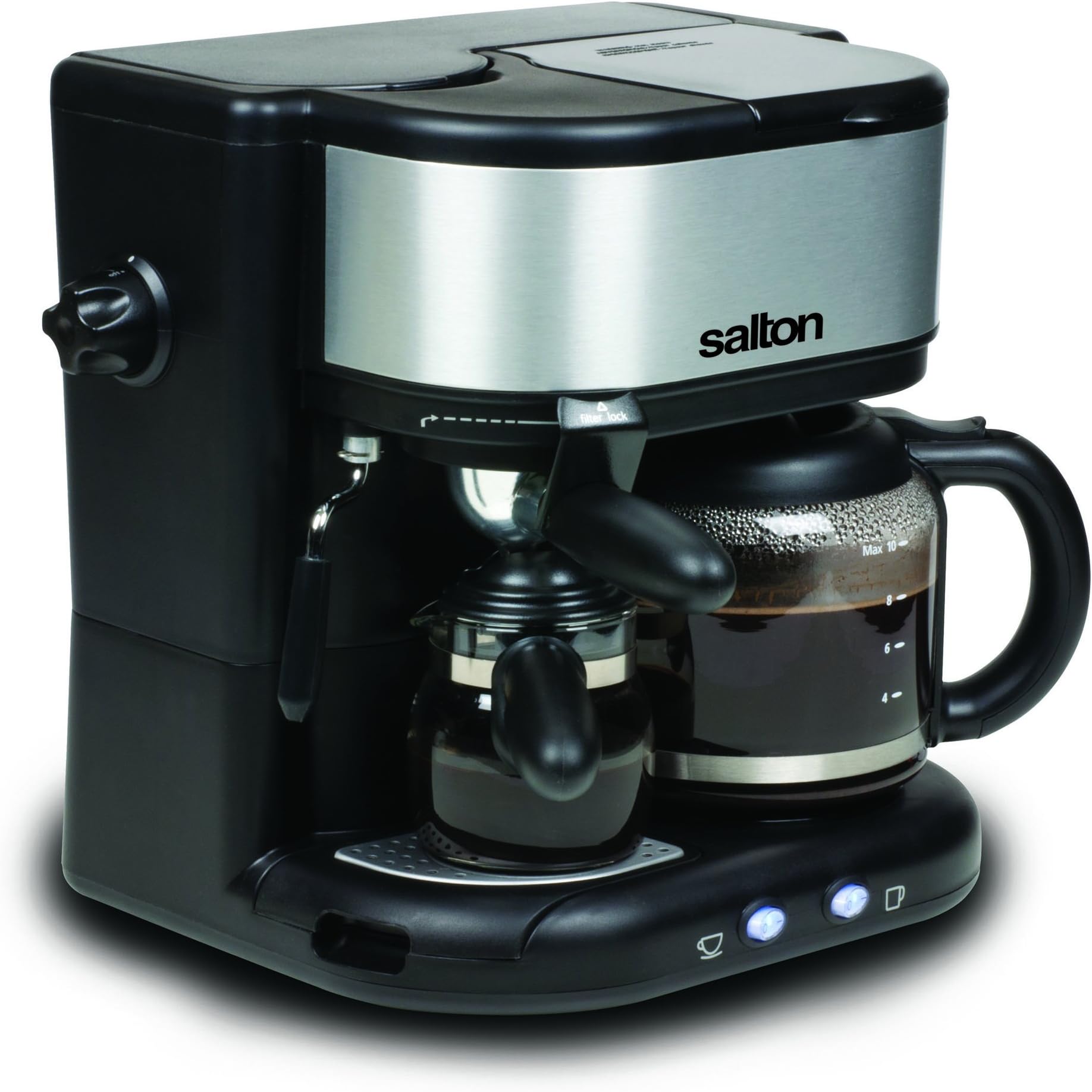 Salton EX1222 3 in 1 Coffee Centre, Black Stainless Steel/Silver