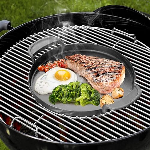 Miniatura 7 de only fire Rejilla de acero inoxidable, sistema de barbacoa gourmet reemplazado de doble cara con bisagras para parrillas Weber de carbón de 22