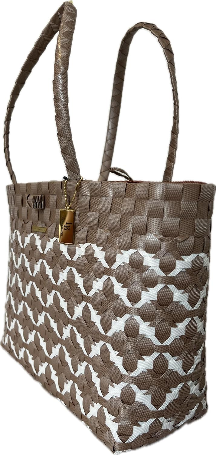 Handwoven Geometric Tote – Medium Shoulder Bag for Travel, Work, or Brunch