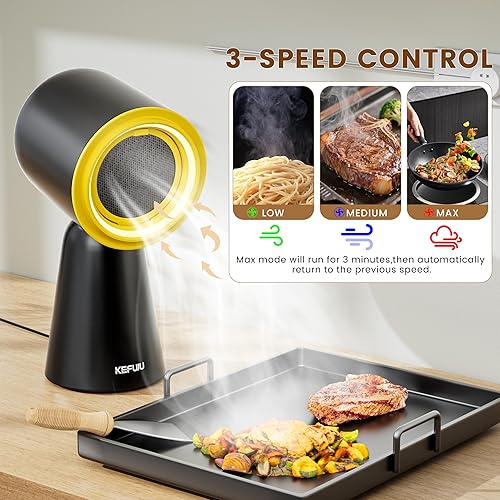 Miniatura 2 de Campana extractora portátil, ventilador de cocina de escritorio con 3 velocidades, ventilación ajustable con filtro de aluminio desmontable, luz