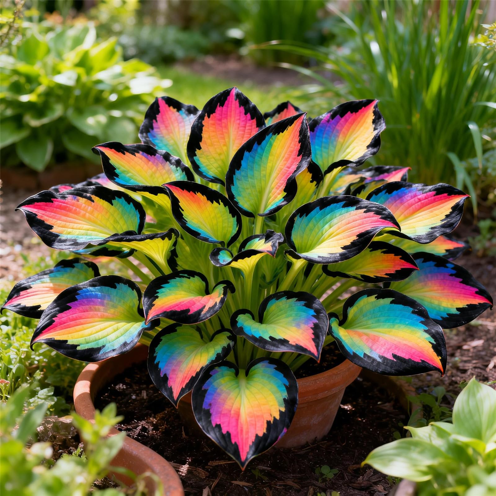 Perennial&Rainbow Colorful Hosta Rhizome/Brilliant Hosta Bulbs for Planting Now UK/Grow Well/Excellent Display/Potted/Low Maintenance-10bulbs-I