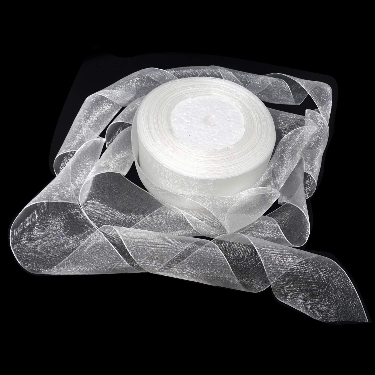Amazon.com: Honbay 50 Yards Shimmer Sheer Organza Satin Ribbon (White)