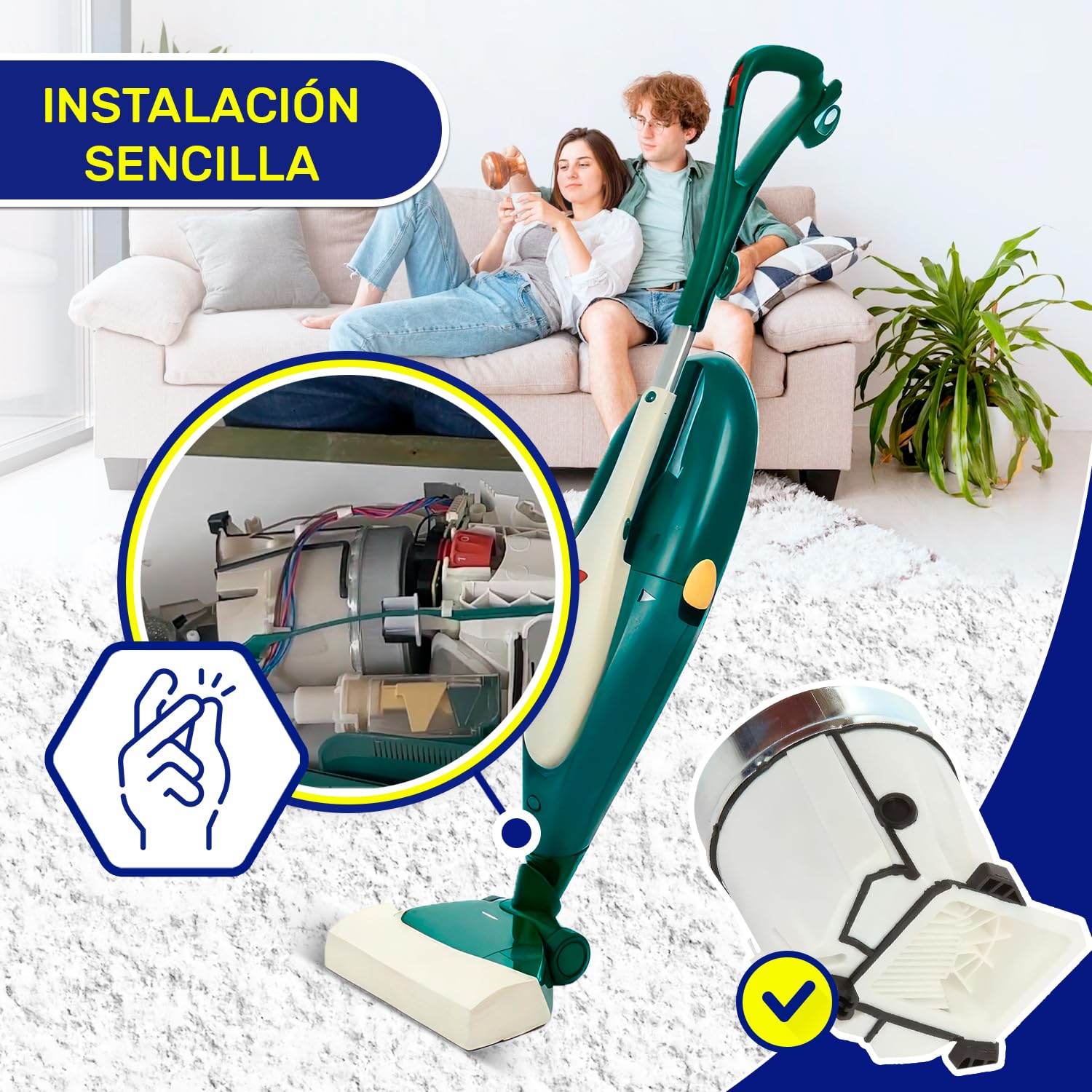 Motor Aspirador 230V para Vorwerk Kobold VK135 VK136 - Garantía de 10 Años - MONTERAL